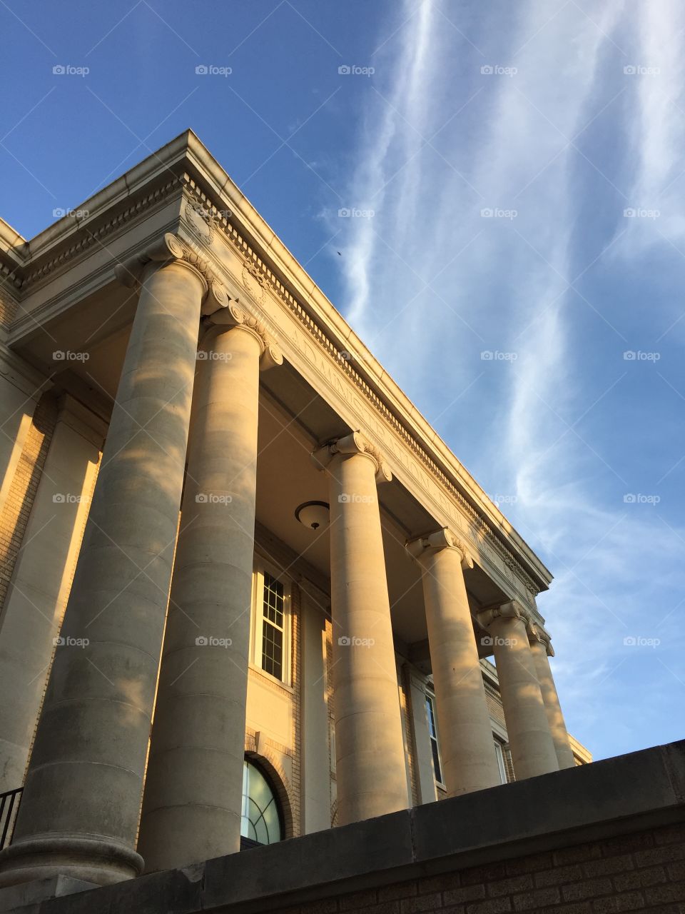 Columns by evening light . The Hardin Administration Building, built in 1929, on the campus of Abilene Christian University. 