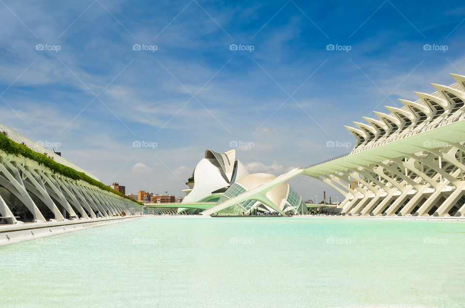 The crystal lake view of city of arts in Valencia 