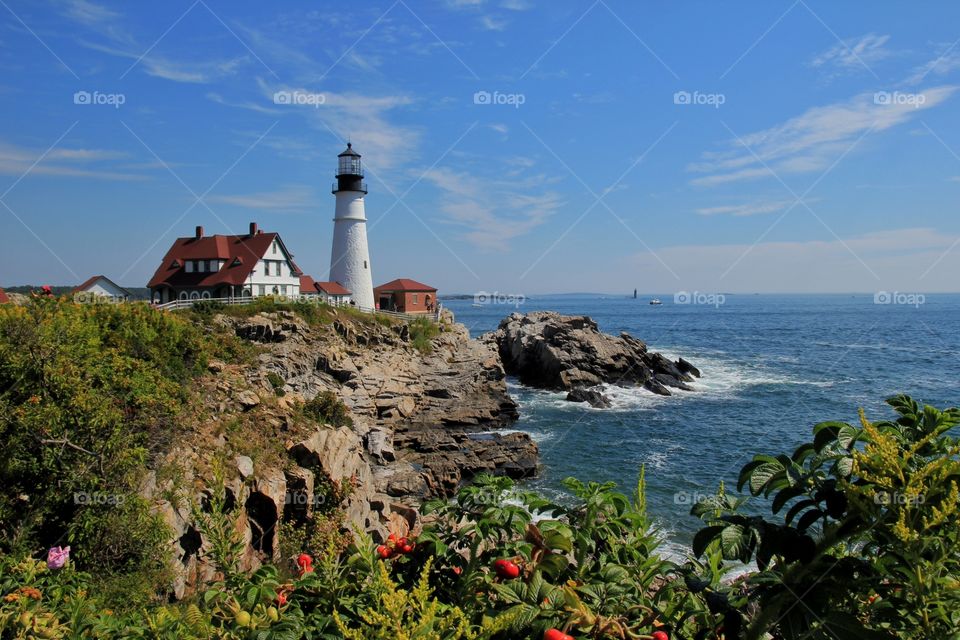 Lighthouse, Seashore, No Person, Travel, Sea