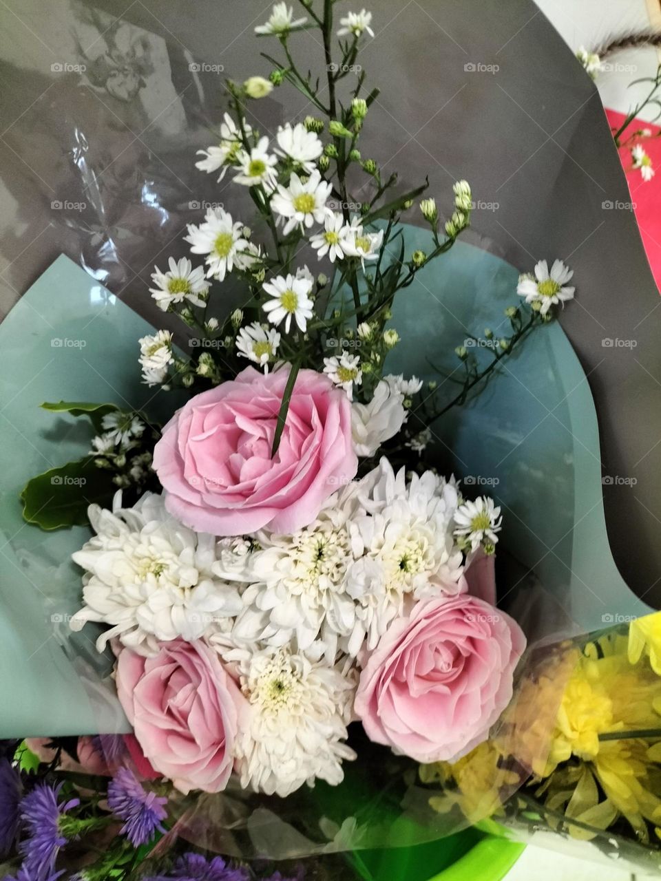 Photo of a bouquet of real flowers