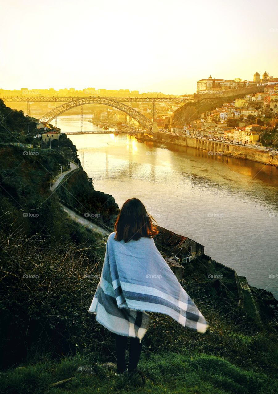 Enjoying the golden hour from the best viewpoint in Porto