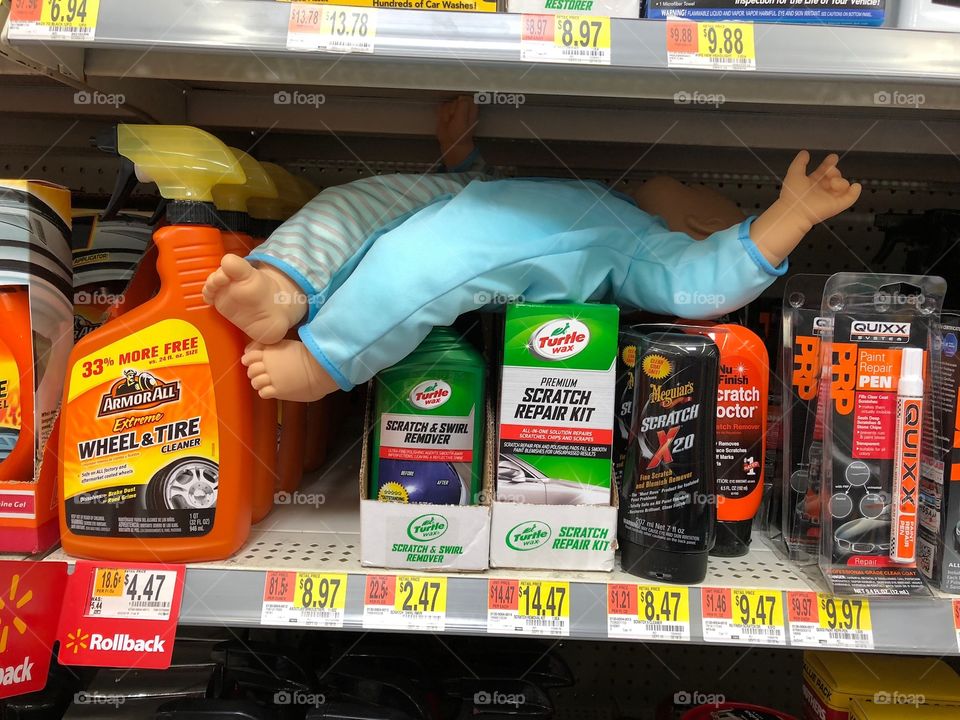 Lost doll?  Guess the kid didn’t behave in the shopping cart