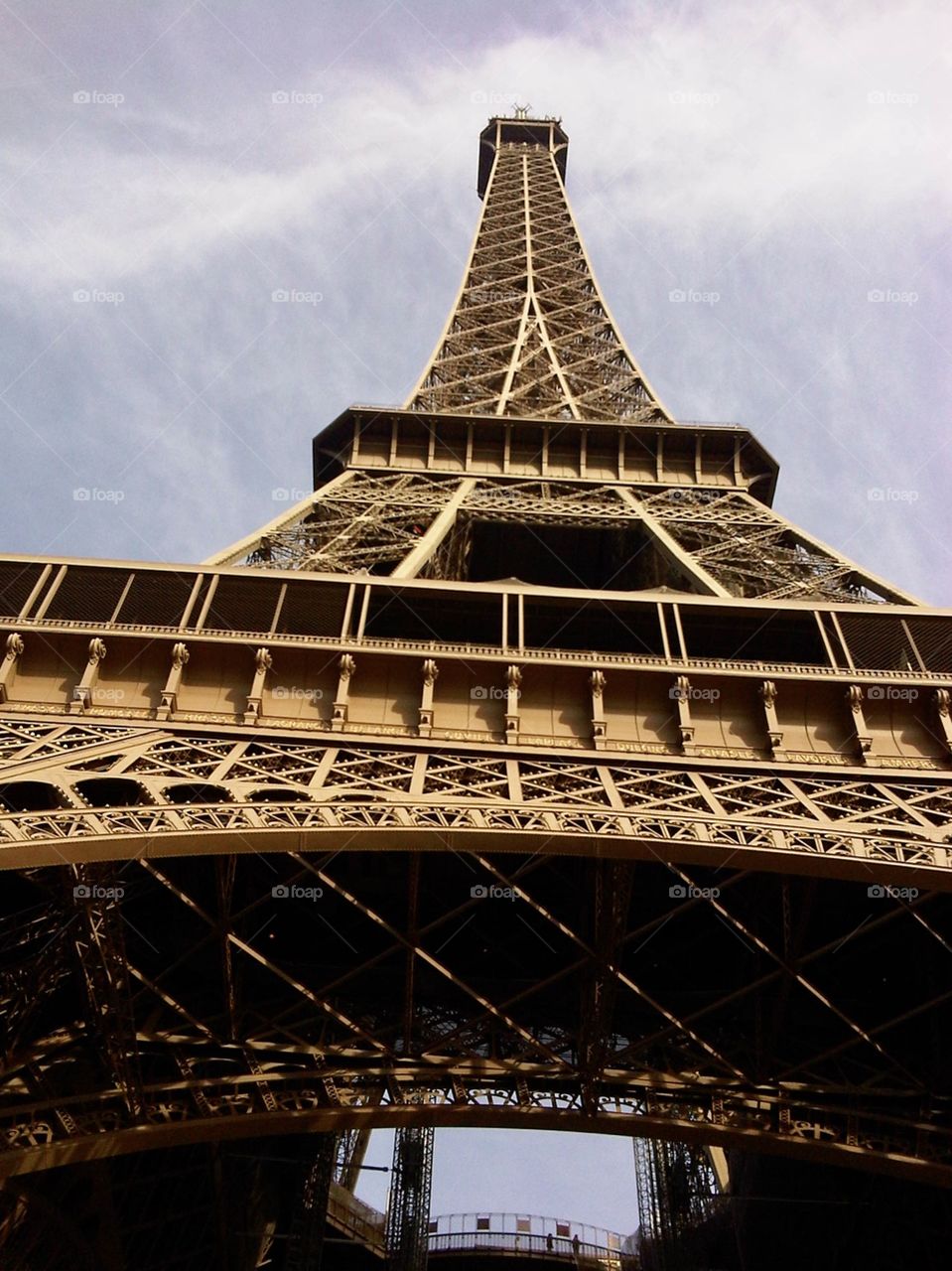 It is the Eiffel Tower. It's from when I was on vacation five years ago. I have taken the photograph from just below the tower.