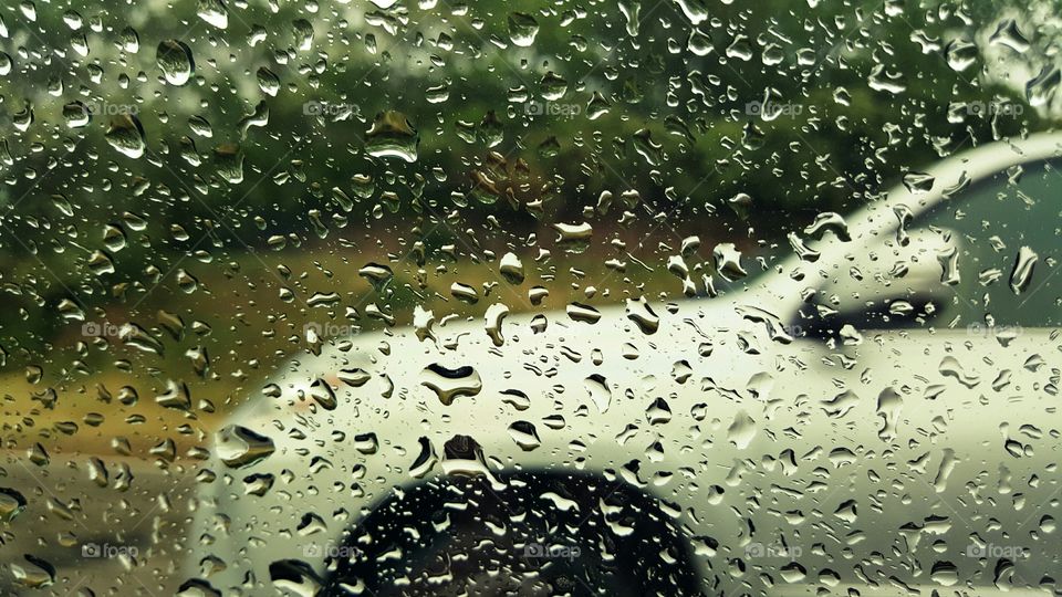 rain drops  on the car window