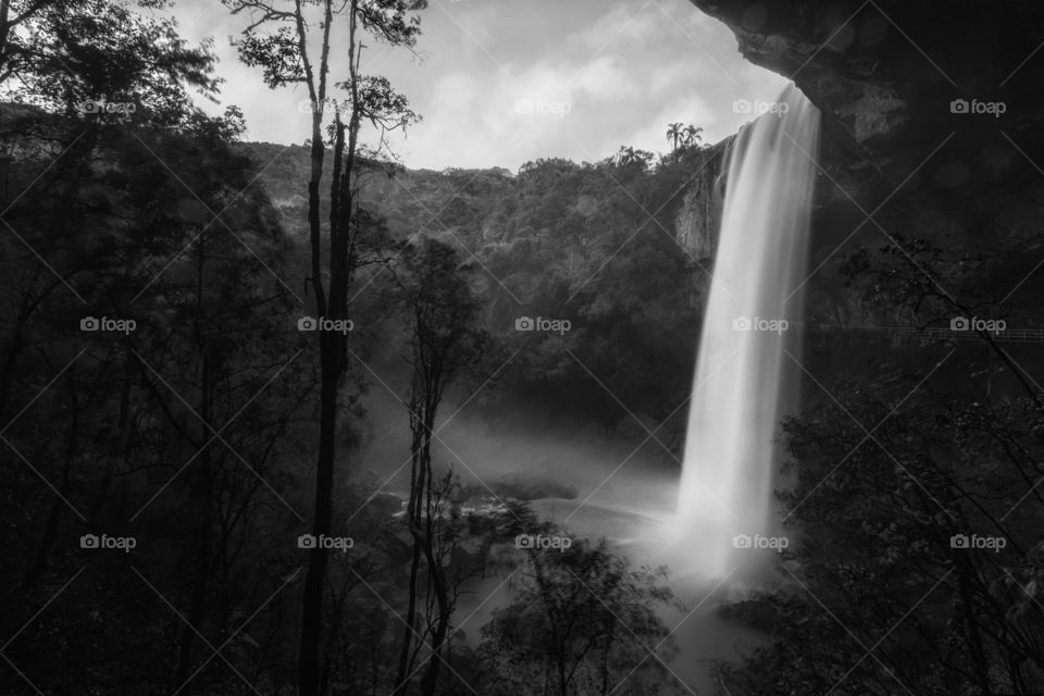 Black and white waterfall
