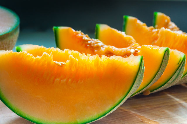 Close-up of slices of cantaloupe