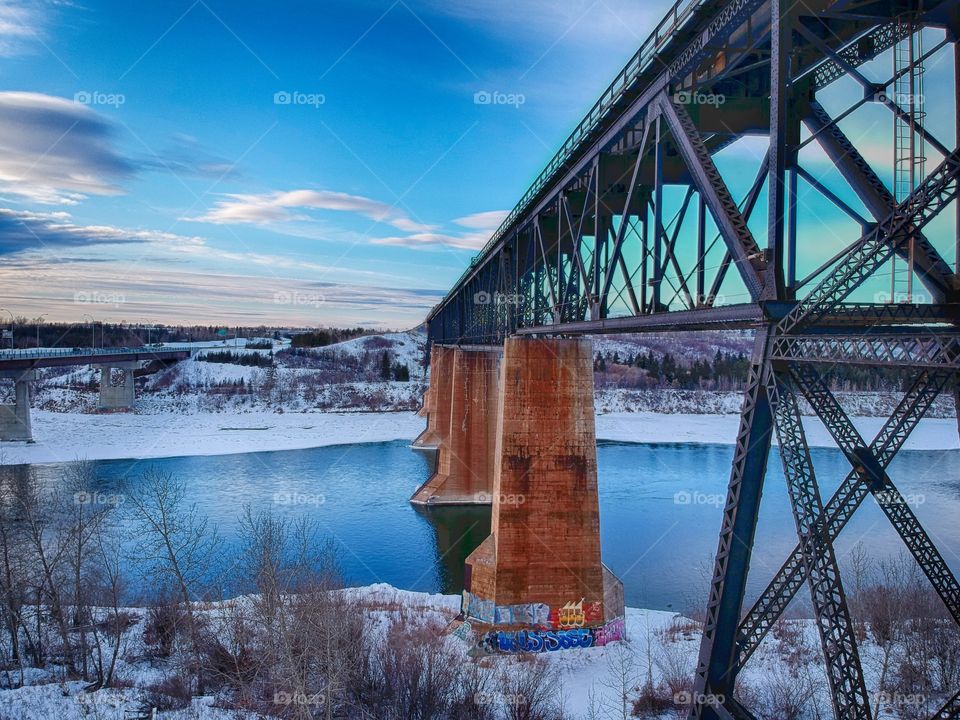 Train Bridge East Side of Edmonton, Alberta, Canada