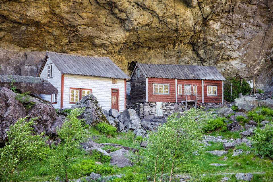 Old settlement under the mountain. 