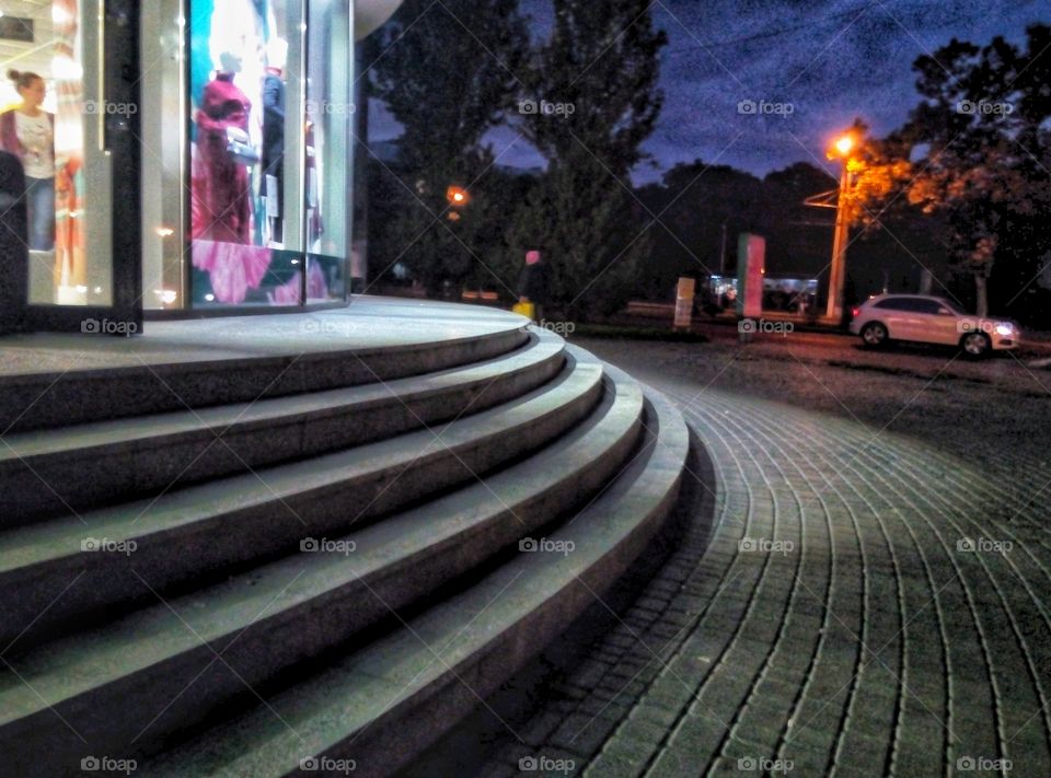 staircase and shop window лестница и витрина магазина