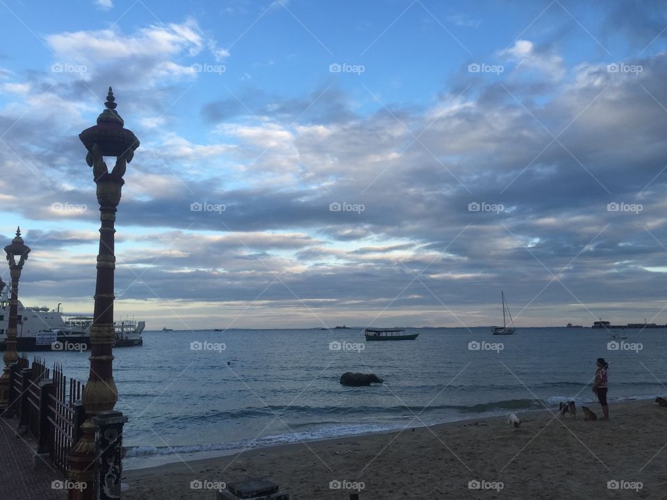 Waiting for sunrise at the beach 