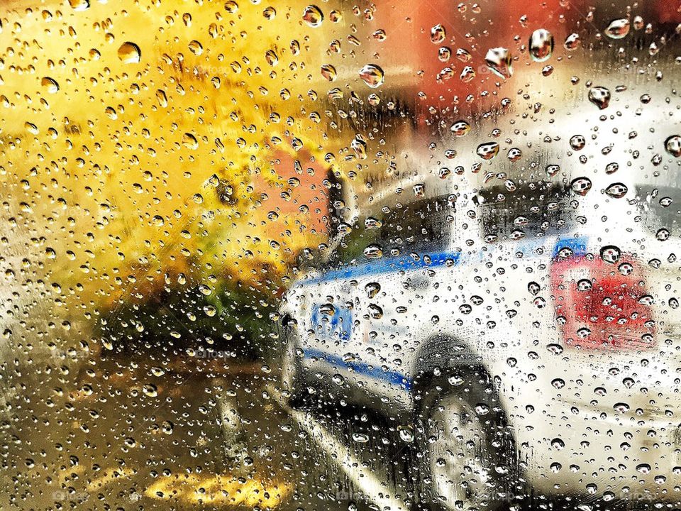 Rain Drops on a Cab Window