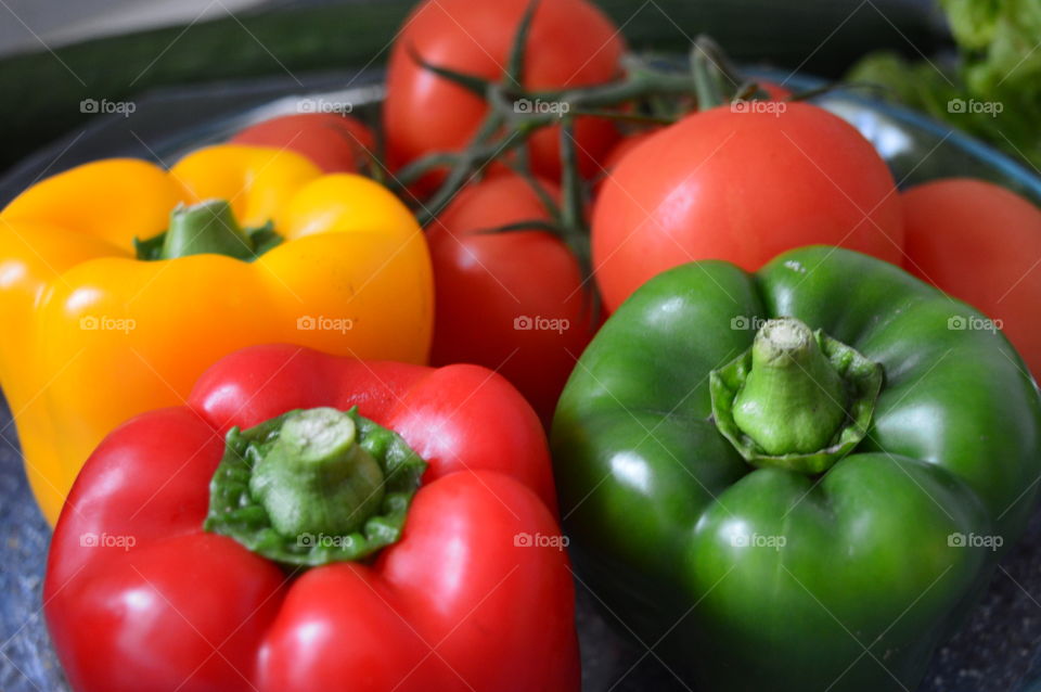 Fresh and colorful salad ingredients