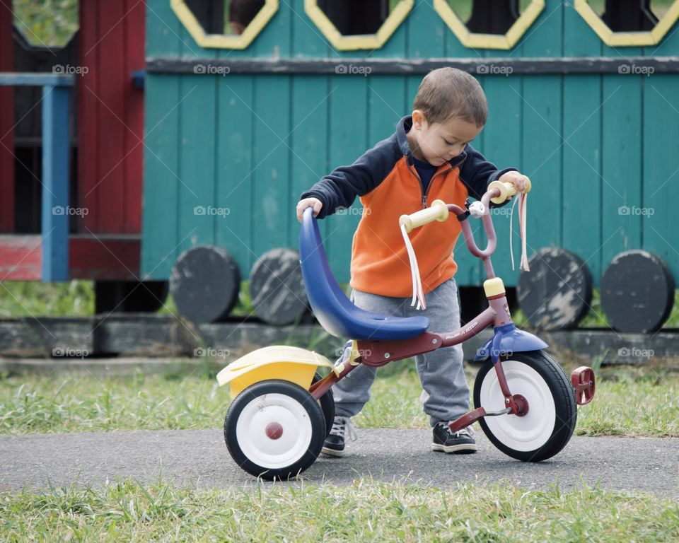 Pushing the bike