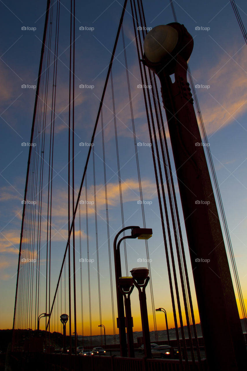 THE SUNSET AT THE GOLDEN GATE BRIDGE SAN FRANCISCO CALIFORNIA USA