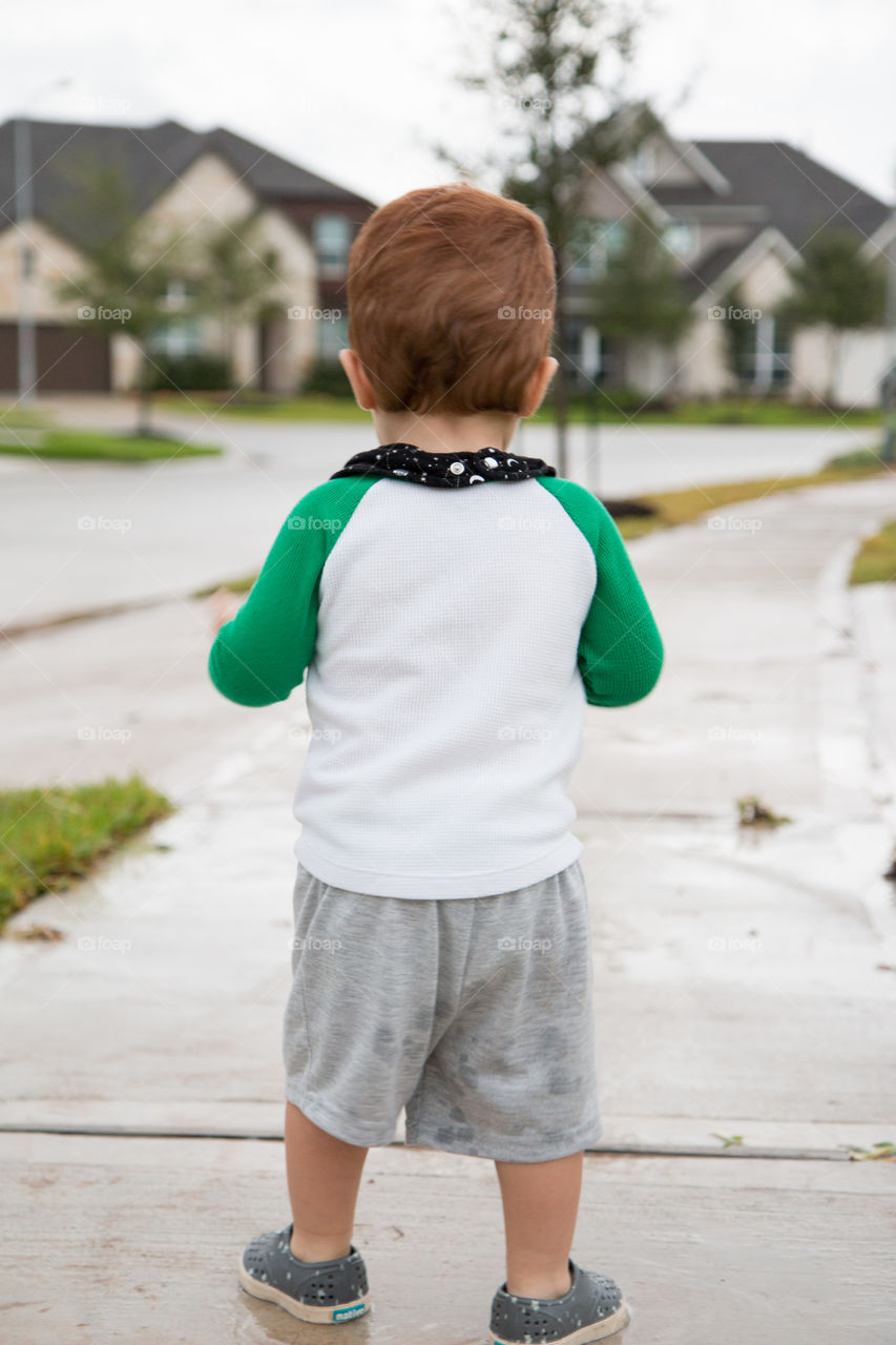 Checking out the puddles after rain