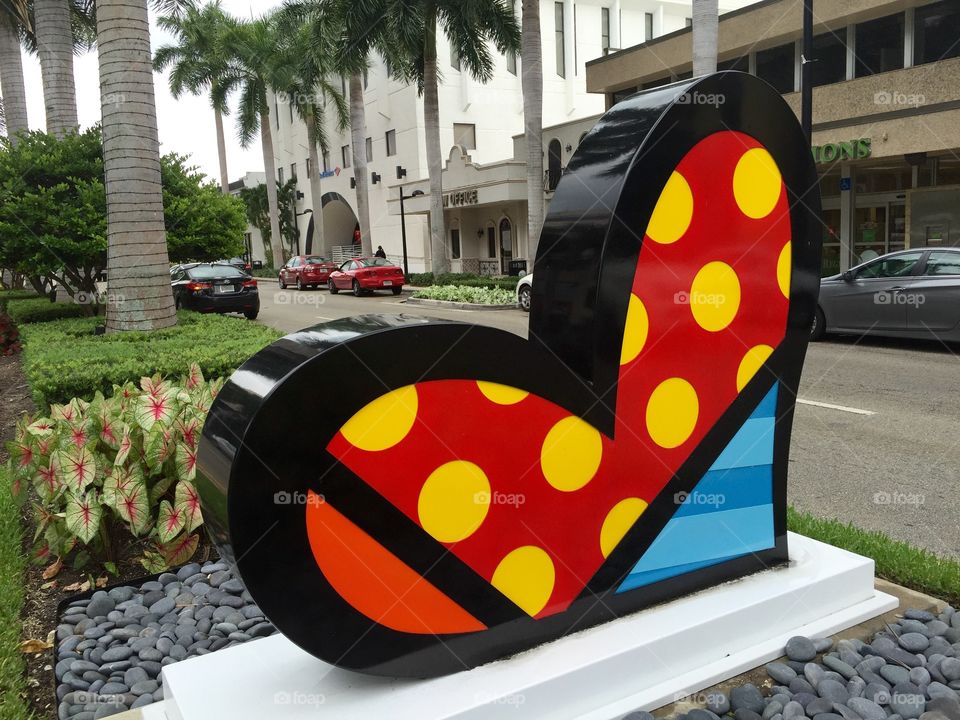 Heart. Romero Brito's Heart sculpture at Bal Harbour, Florida 