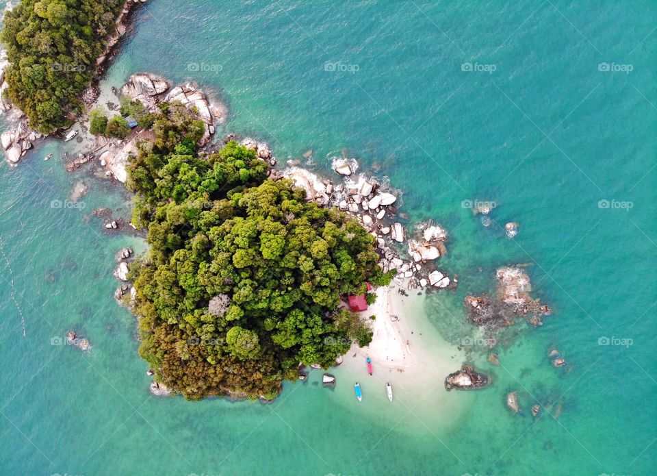 Aerial view of pangkor island beach