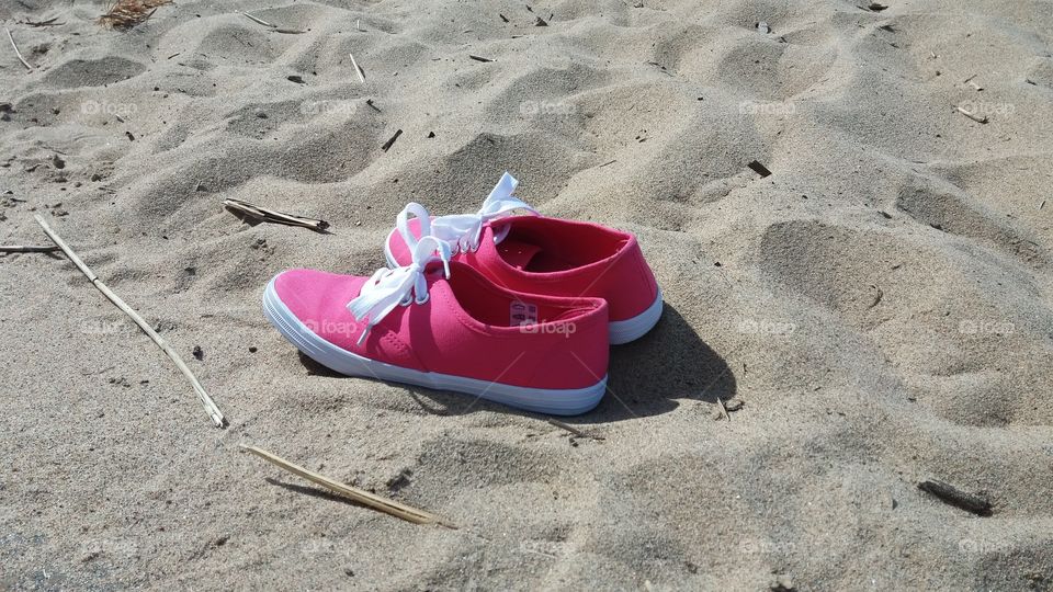 sneakers at beach
