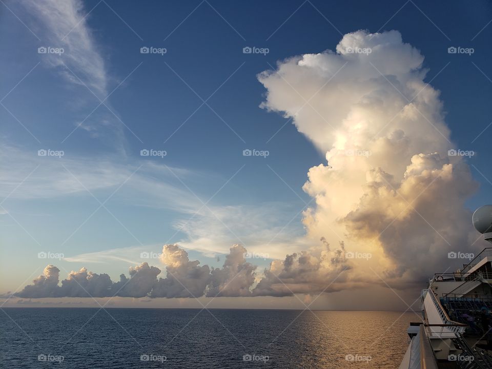 sunset and clouds over the ocean
