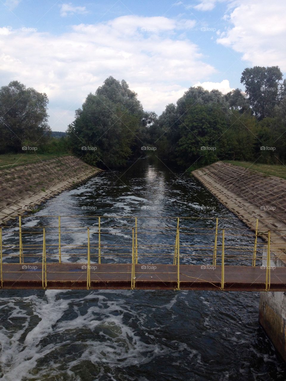 A bridge over a channel