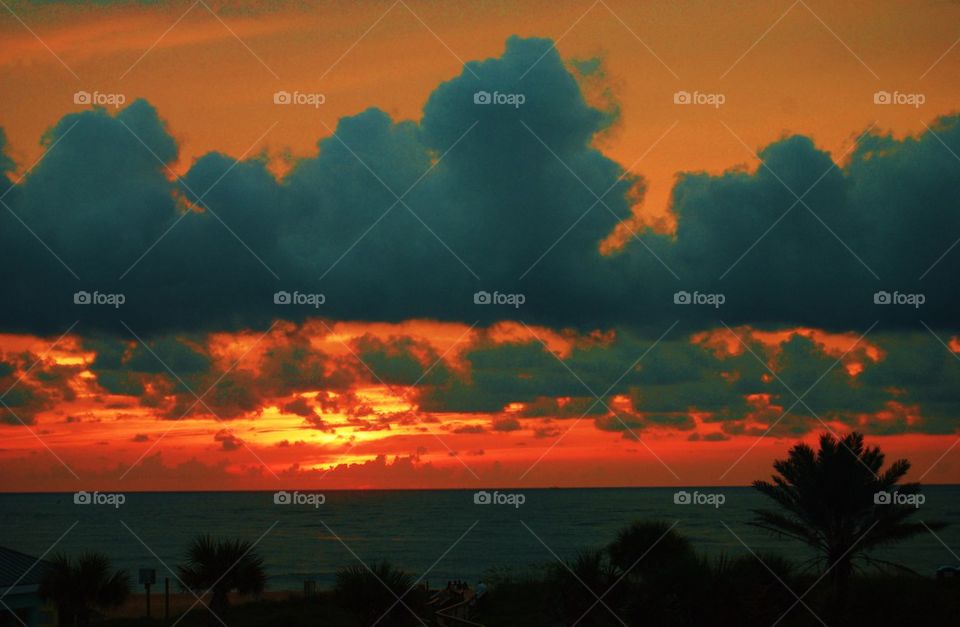 Sunset view of beach