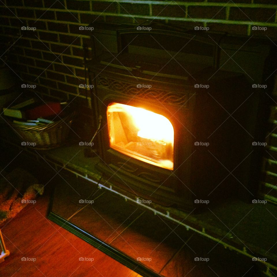 Hearth. Wood pellet stove