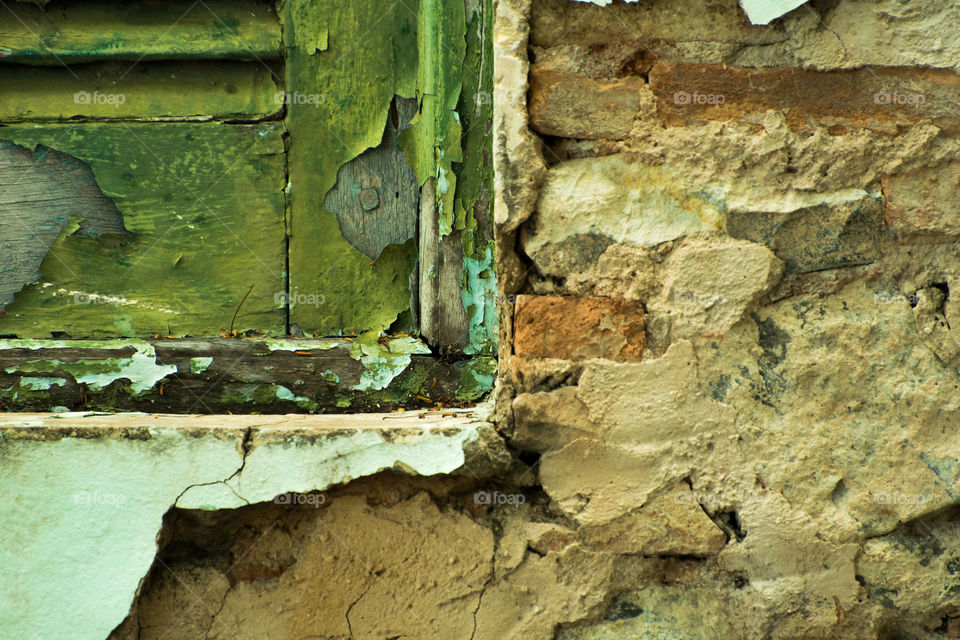 Close-up of weathered window