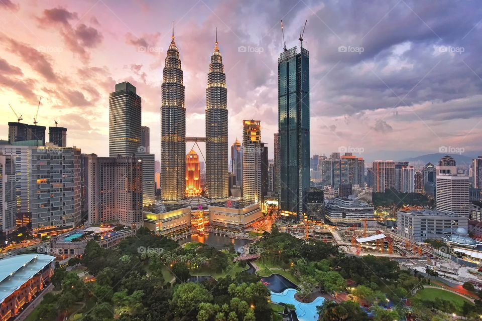 Kuala Lumpur cityscape during sunset