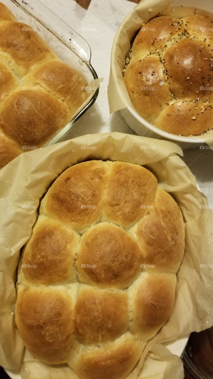 Fresh made bread rolls.