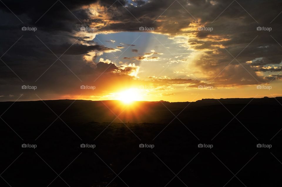 sunset over a canyon