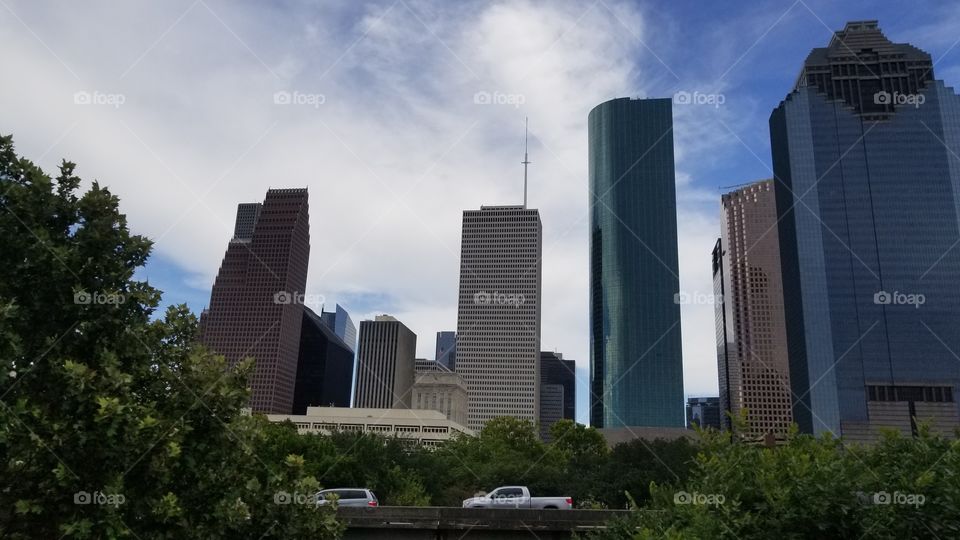 Closeup of the city of Houston.