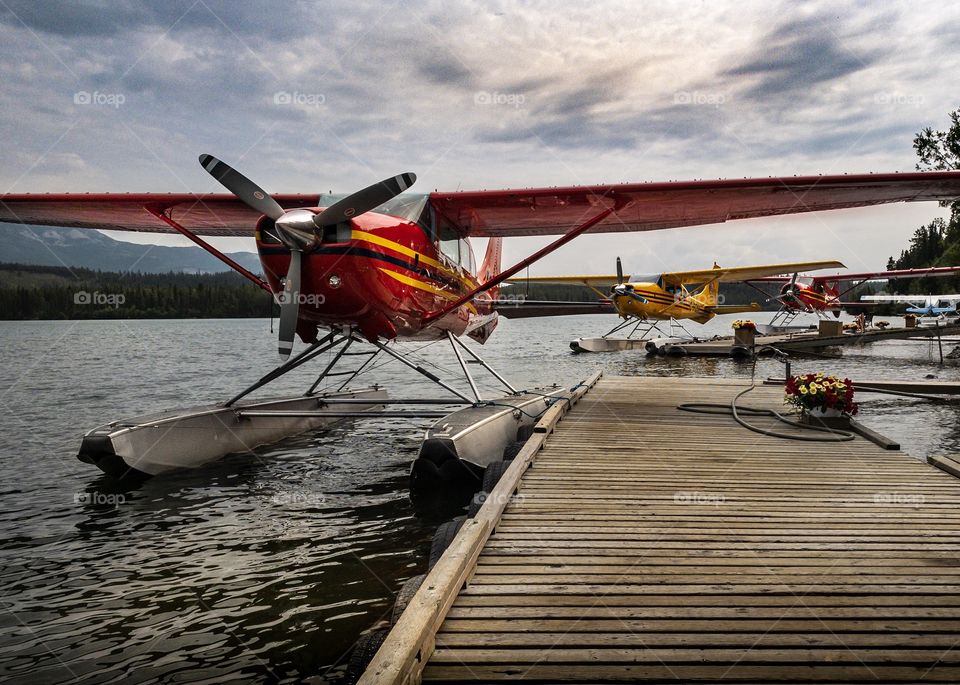 Float planes on Schwatka Lake in the Yukon Territory 