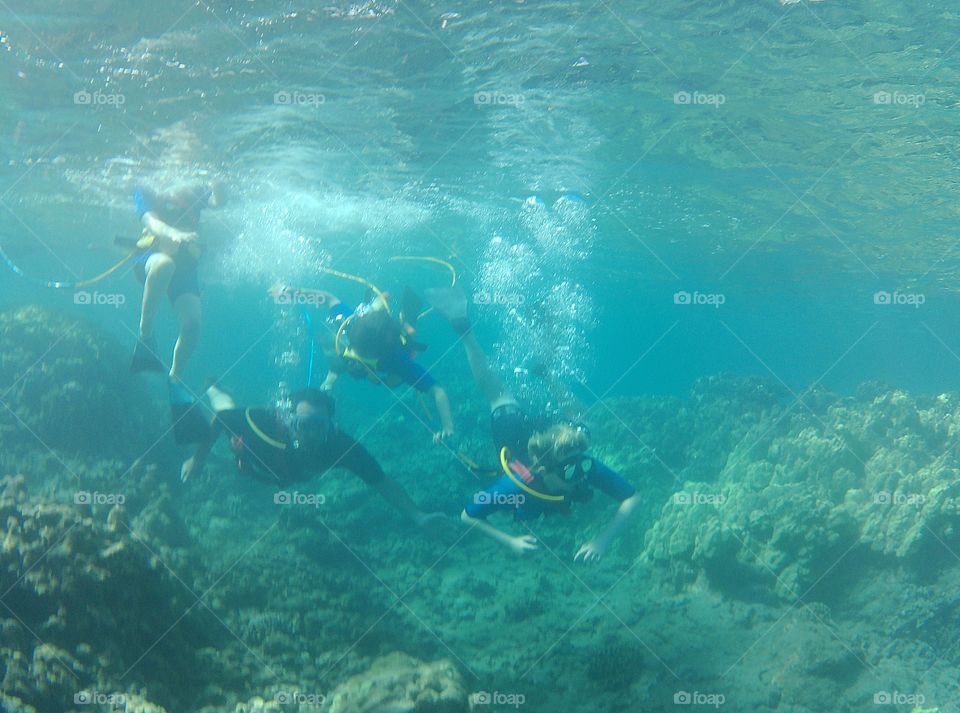 Family Scuba Diving Together