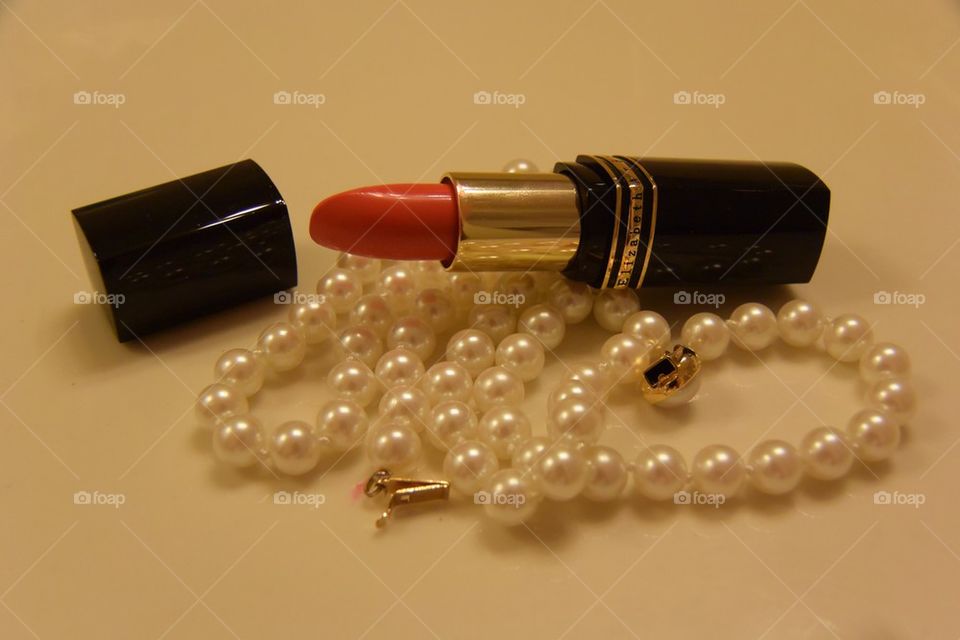 Lipstick and pearls