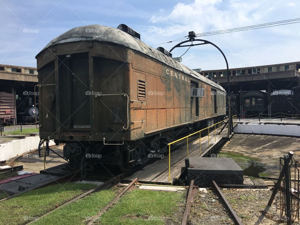 Baggage car on the turntable 