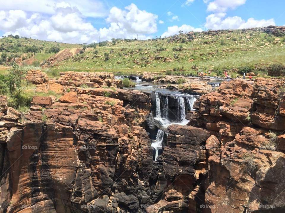 Waterfall through mountain heart