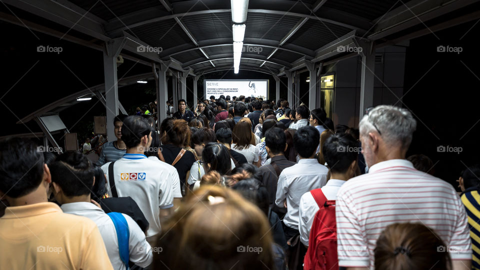 People at BTS public train station 