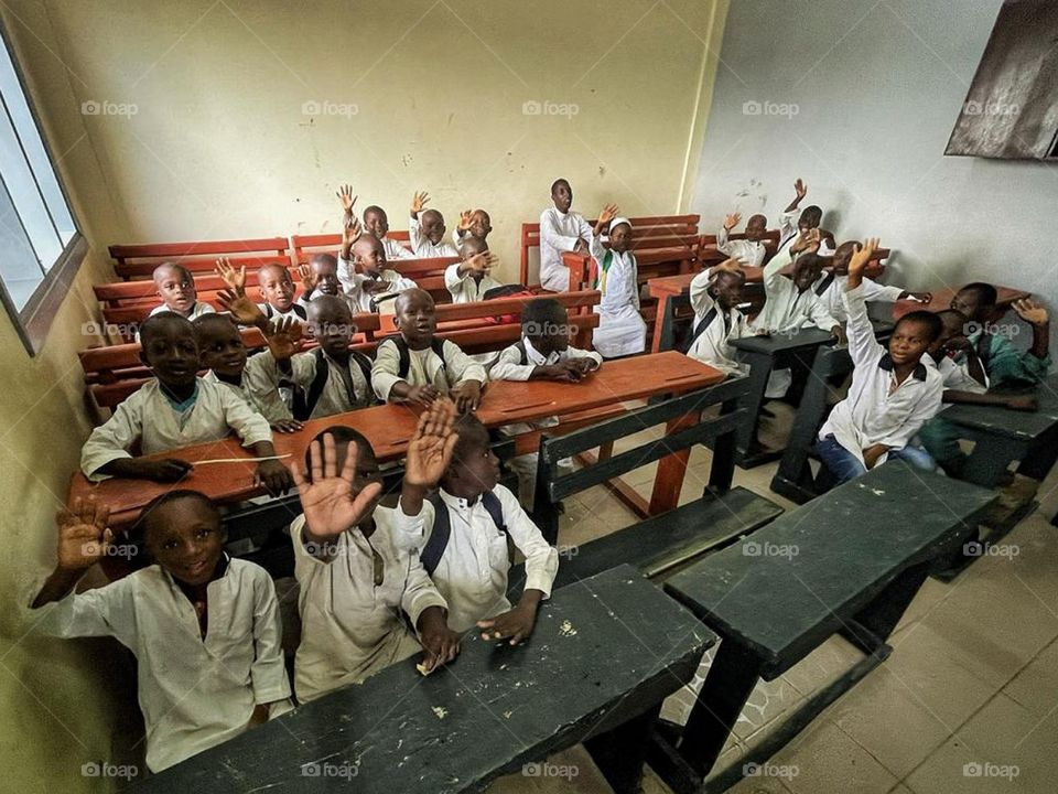 Young orphans in Abidjan's classroom.