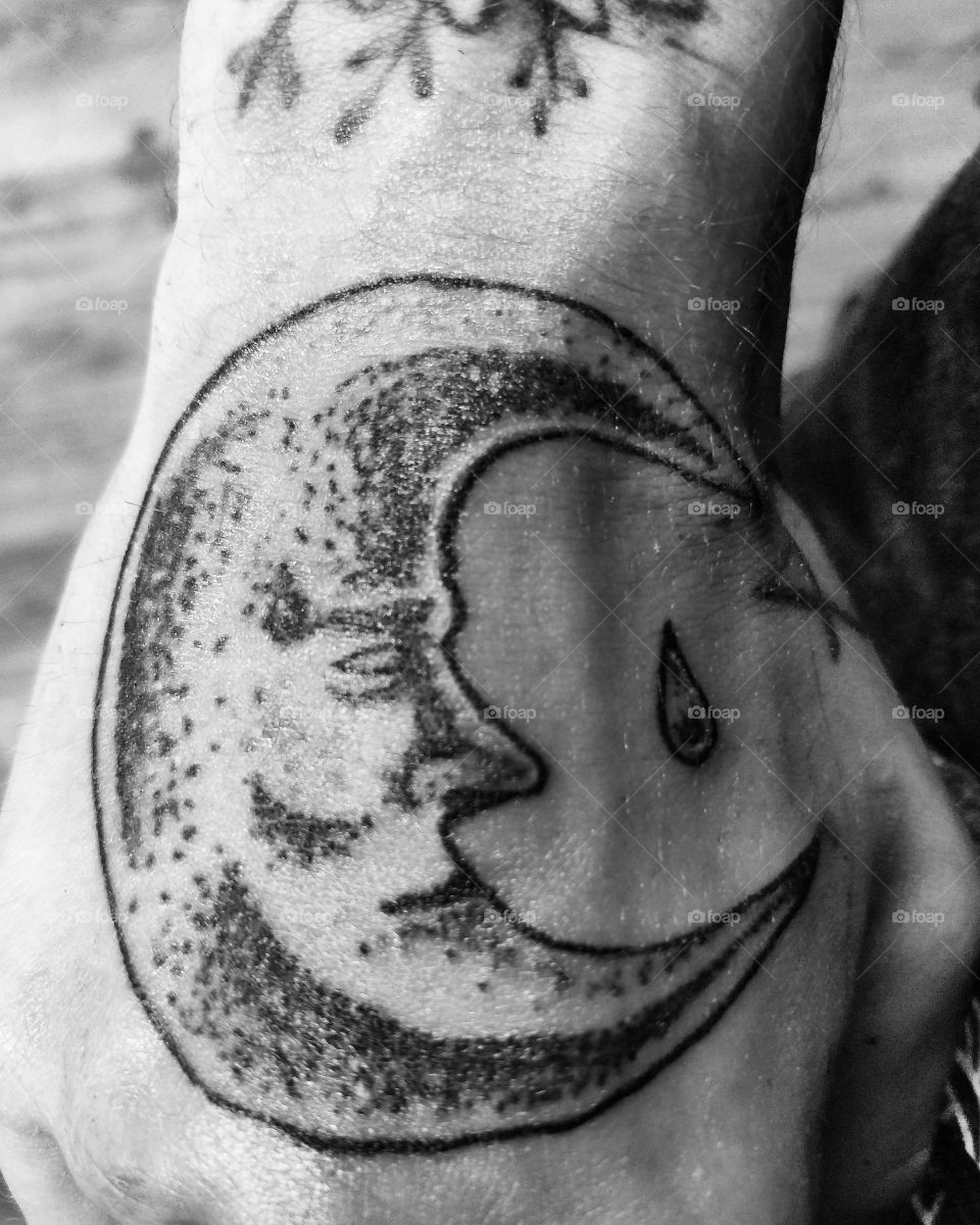 Moon Hand Tattoo