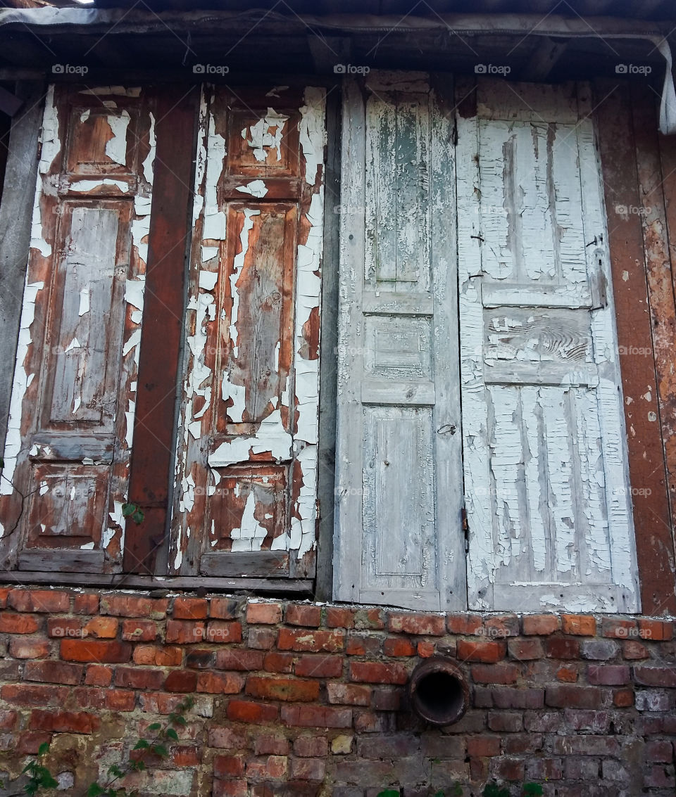 old vintage doors with shabby paint