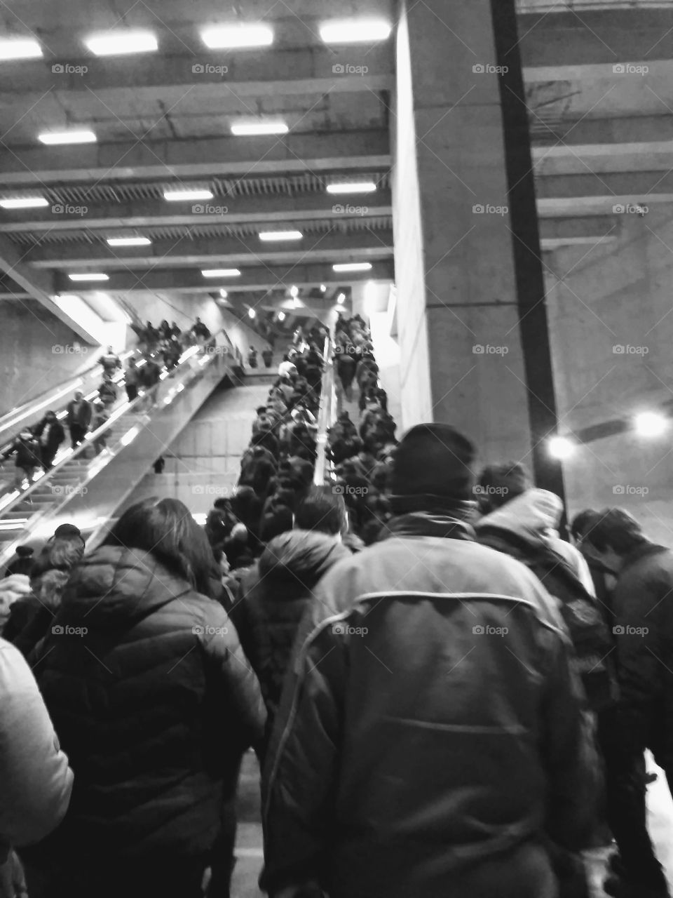 a normal day of work at peak times in the subway of Santiago de Chile