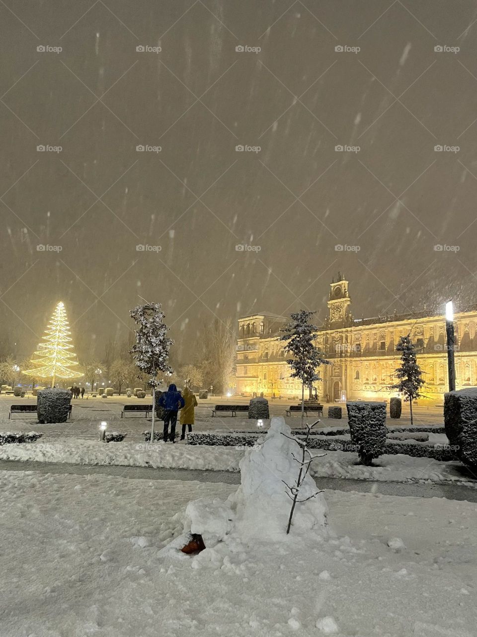 Beautiful background parador de san Marcos with snow