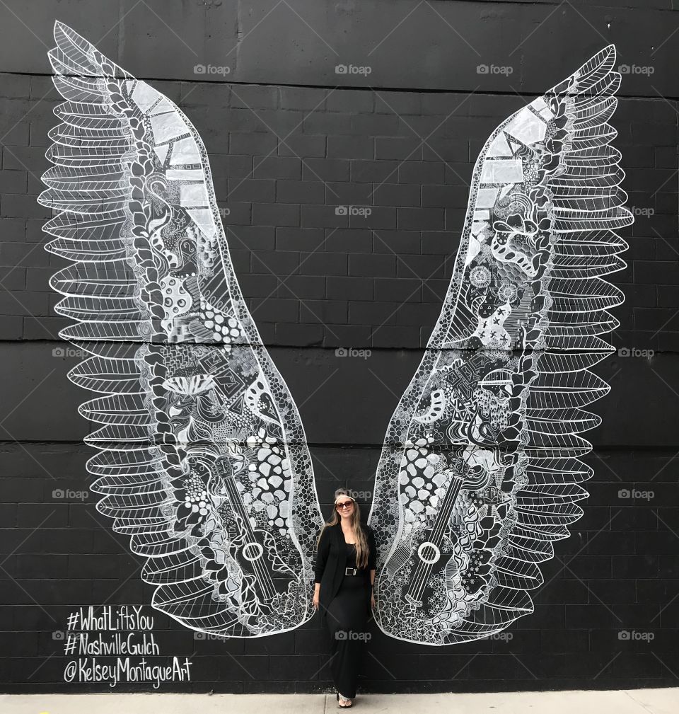 Angel wing mural in Nashville TN 