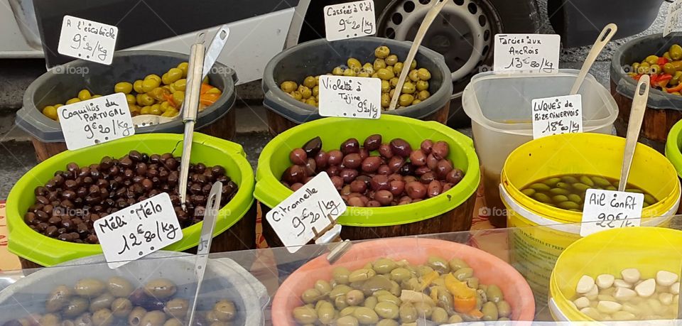 Olive stall at the market