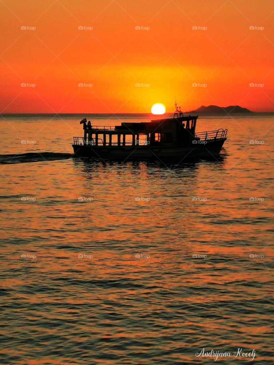 Boat in sunset