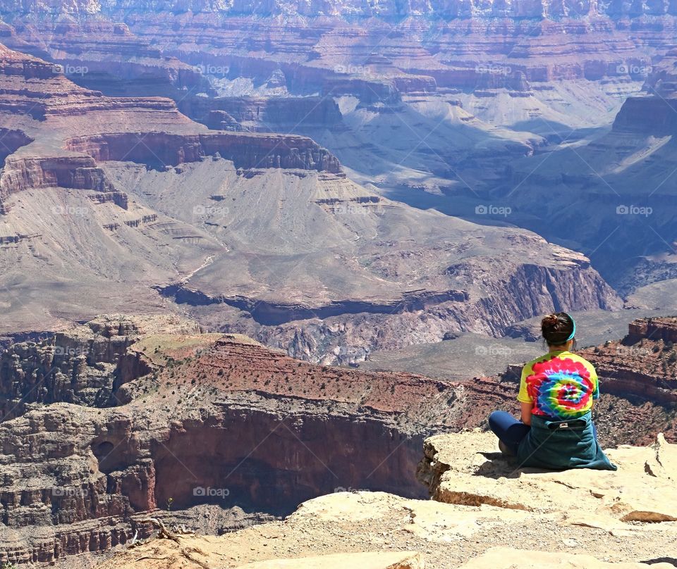 Girl in tie dye at the Grand Canyon