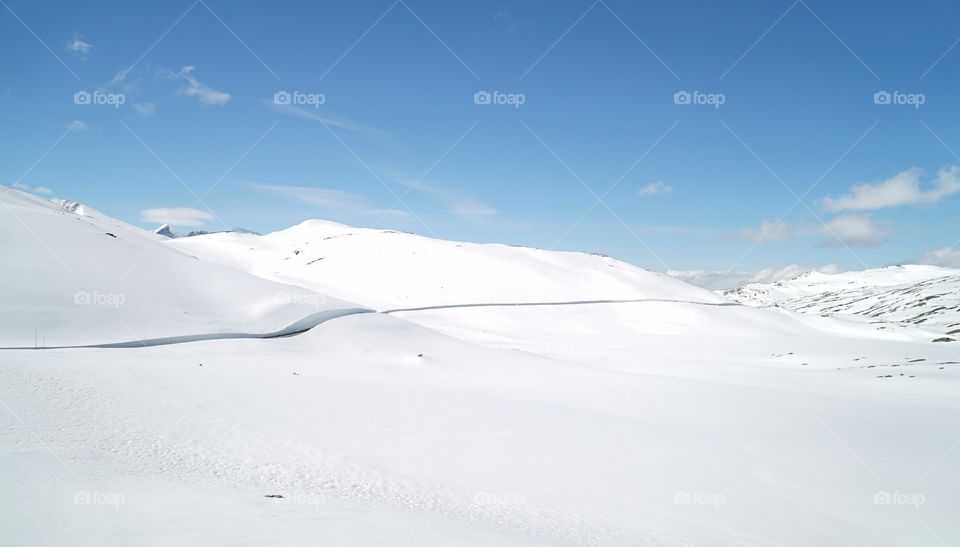 Snowy road. Crazy road at Sognefjellet, Norway