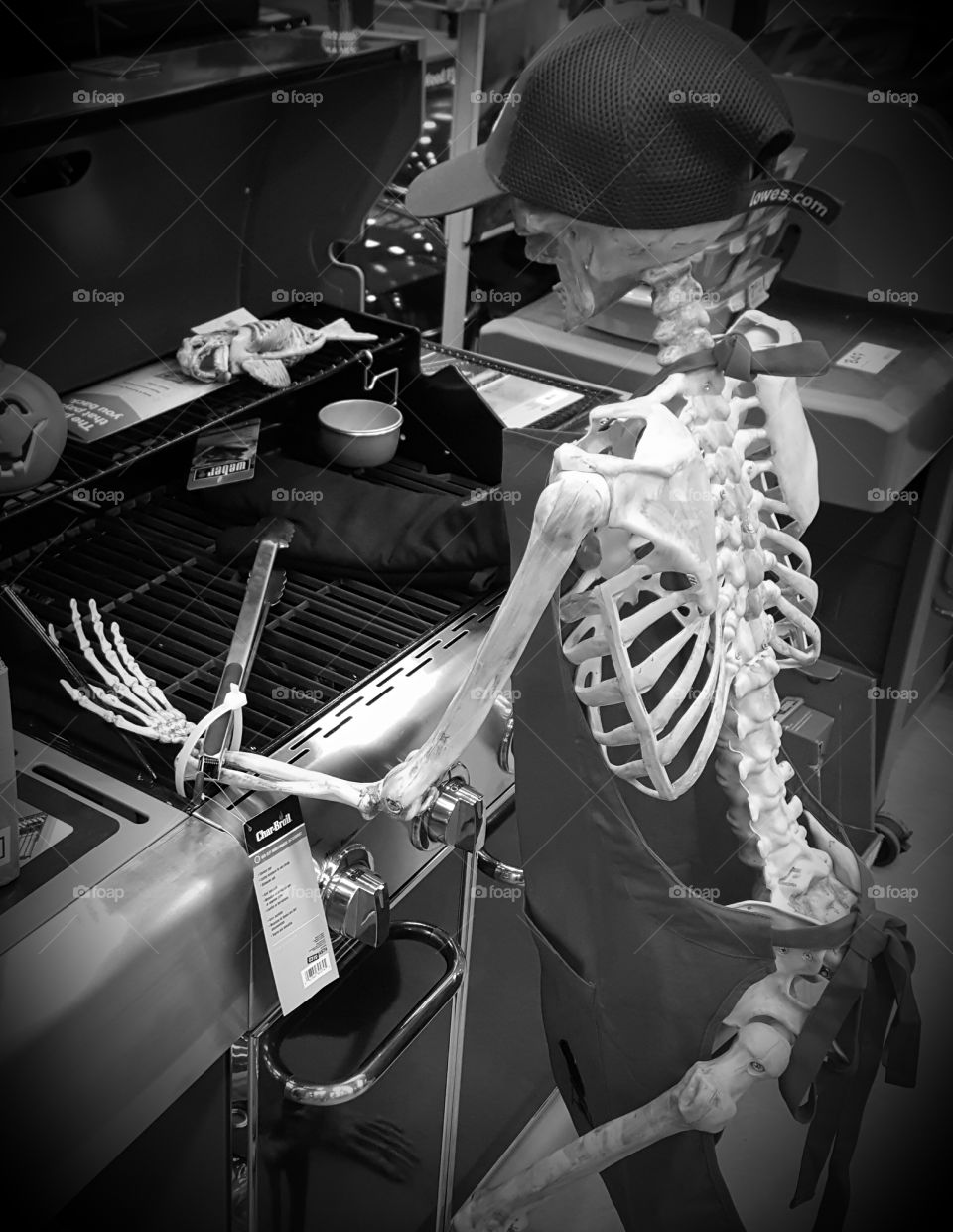 bbq skeleton grayscale