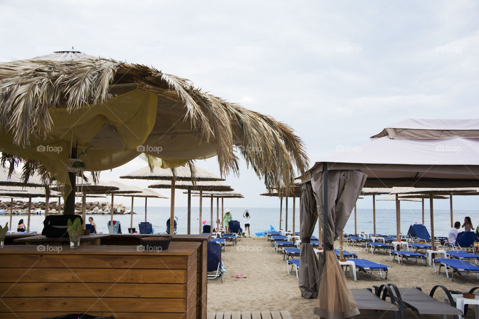 beach bar at Beba beach. beach bar at Beba beach at Thassos island in Greece