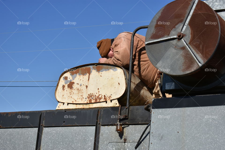 working on a combine